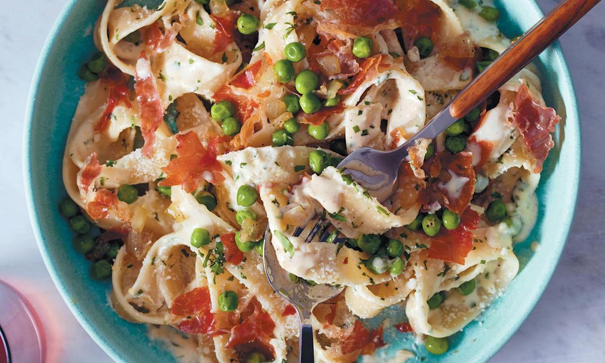 this Pappardelle, Peas, and Prosciutto recipe