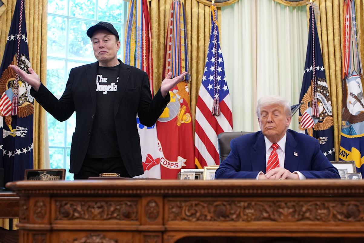Tesla CEO Elon Musk speaks alongside U.S. President Donald Trump to reporters in the Oval Office of the White House on May 30, 2025 in Washington, DC. 