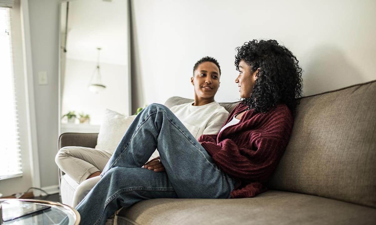 A female couple having a conversation 
